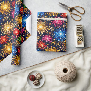 Brillantes Mitternachtsfeuerwerk Muster Geschenkpapier