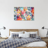 Brillantes Orangenrosa und Aquamarines Abstraktes Leinwanddruck (Insitu (Schlafzimmer))