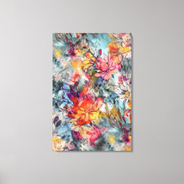 Brillantes Orangenrosa und Aquamarines Abstraktes Leinwanddruck