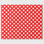 Brillantes Red and White Polka Dot Muster Geschenkpapier (Flach)