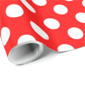 Brillantes Red and White Polka Dot Muster Geschenkpapier (Rolleneckpunkt)