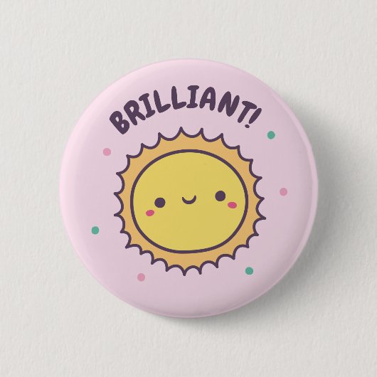 Brillantes Süßes Sonnendoodle Button (Vorderseite)