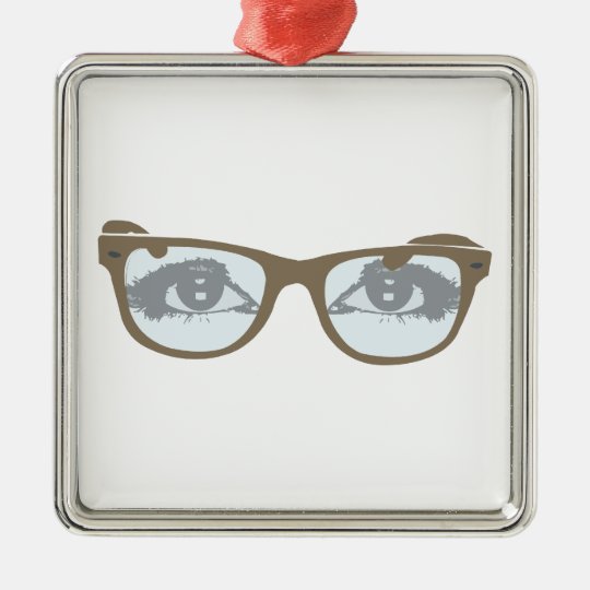 Brille Augen glasses eyes Quadratisches Silberfarbenes Ornament