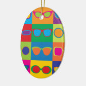 Brille-Checkerboard Keramik Ornament (Links)