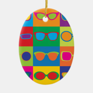 Brille-Checkerboard Keramik Ornament