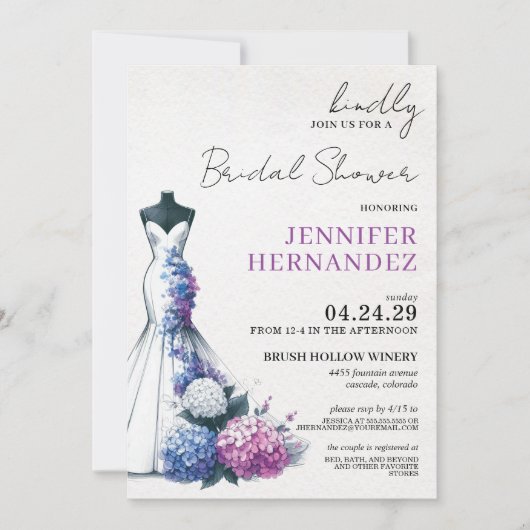 Brille im Brautparty Bloom Hydrangea Einladung (Vorderseite)