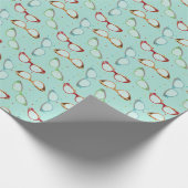 Brille Muster aquamarin mit Punkten Geschenkpapier (Ecke)