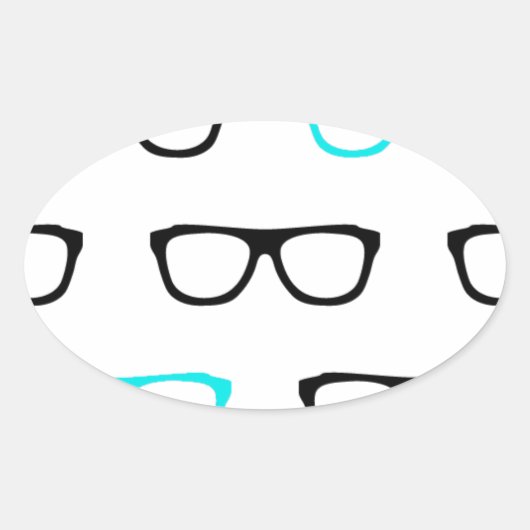Brille Ovaler Aufkleber (Vorderseite)