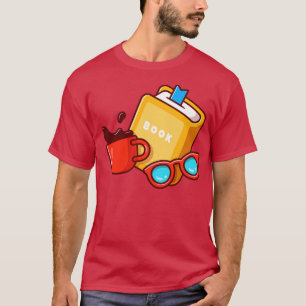 Brille und Tasse Kaffee Cartoon buchen T-Shirt
