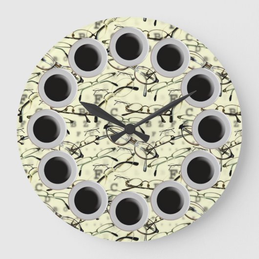 Brille Wall Clock Große Wanduhr (Vorderseite)