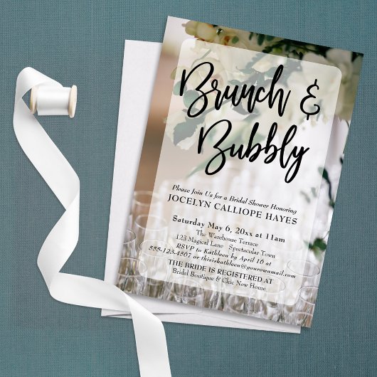 Brillen Blume Foto Brunch & Bubbly Handschrift Einladung