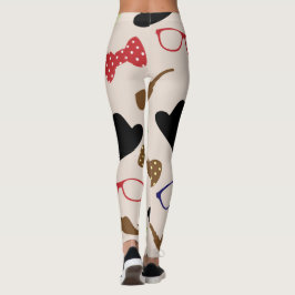 Brillen Hats und Mustache Background Leggings