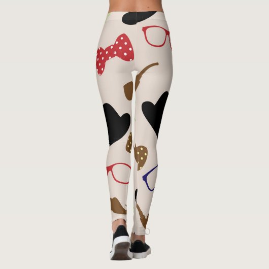 Brillen Hats und Mustache Background Leggings (Rückseite)