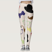 Brillen Hats und Mustache Background Leggings (Vorderseite)