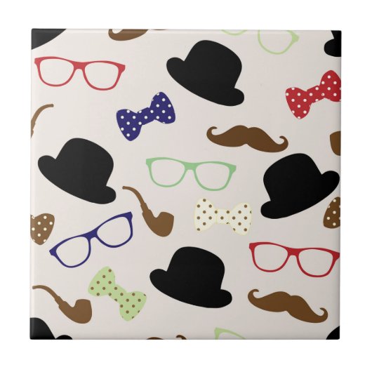 Brillen, Hats und Mustache Fliese (Vorderseite)
