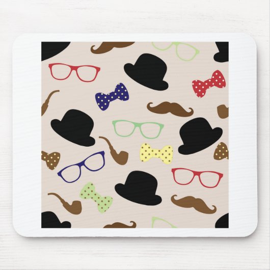Brillen, Hats und Mustache Mousepad (Vorne)