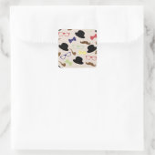 Brillen, Hats und Mustache Quadratischer Aufkleber (Tasche)