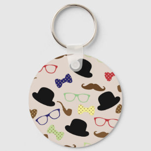 Brillen, Hats und Mustache Schlüsselanhänger