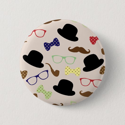 Brillen, Hüte und Schnurrbart Button (Vorderseite)