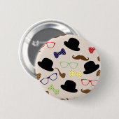 Brillen, Hüte und Schnurrbart Button (Vorne & Hinten)