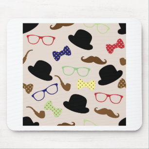 Brillen, Hüte und Schnurrbart Mousepad