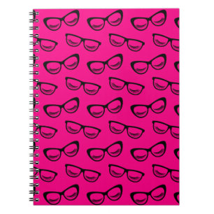 Brillen & Lashes schwarz auf rosa Notizblock