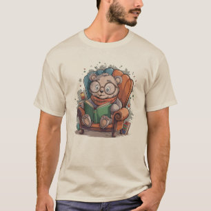 Brillen mit Niedlichem Bärenlesen auf einem gemütl T-Shirt