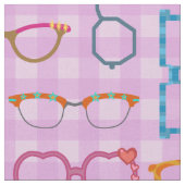 Brillen-Retro moderner Hipster-lila Gingham Stoff (Nahaufnahme)