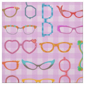 Brillen-Retro moderner Hipster-lila Gingham Stoff (Muster)