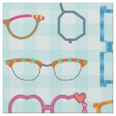 Brillen-Retro moderner Hipster mit blauem Gingham Stoff (Nahaufnahme)