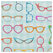 Brillen-Retro moderner Hipster mit blauem Gingham Stoff (Muster)