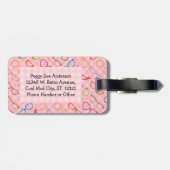 Brillen-Retro moderner Hipster mit rosa Gingham Gepäckanhänger (Rückseite horizontal)