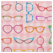 Brillen-Retro moderner Hipster mit rosa Gingham Stoff (Muster)
