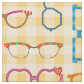 Brillen-Retro moderner Hipster-Orangen-Gingham Stoff (Nahaufnahme)