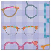 Brillen-Retro moderner Hipster-Veilchen-Gingham Stoff (Nahaufnahme)