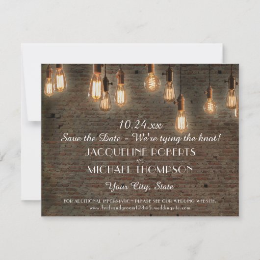 Brillen und Edison Lights Save the Date Postkarte (Vorderseite)