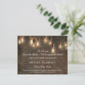 Brillen und Edison Lights Save the Date Postkarte (Stehend Vorderseite)