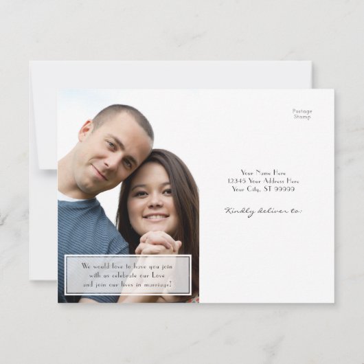 Brillen und Edison Lights Save the Date Postkarte (Rückseite)