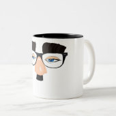 Brillen und Gesicht mit dem Schnurrbart Zweifarbige Tasse (VorderseiteRechts)