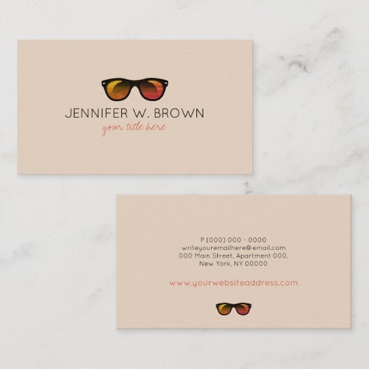 Brillenbeige Visitenkarte (Vorne/Hinten)