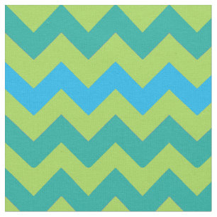 Brillenblau und grüne Chevronen Fabric Stoff