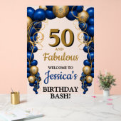 Brillenblaue und flache Gold Geburtstagsparty Acrylschild (Hochzeit)