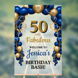 Brillenblaue und flache Gold Geburtstagsparty Acrylschild