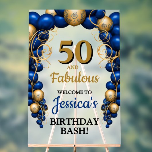 Brillenblaue und flache Gold Geburtstagsparty Acrylschild (Neutral)