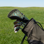 Brilleneffekt hellblau gepunktet, dunkelbraune Det Golf Headcover (In SItu)