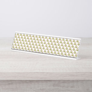 Brillenfarbenes Packpapier mit festlicher Kiste Schreibtischnamensplakette