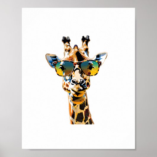 Brillengiraffe mit Sonnenbrille Poster (Vorne)