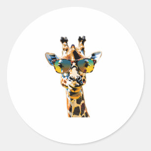 Brillengiraffe mit Sonnenbrille Runder Aufkleber