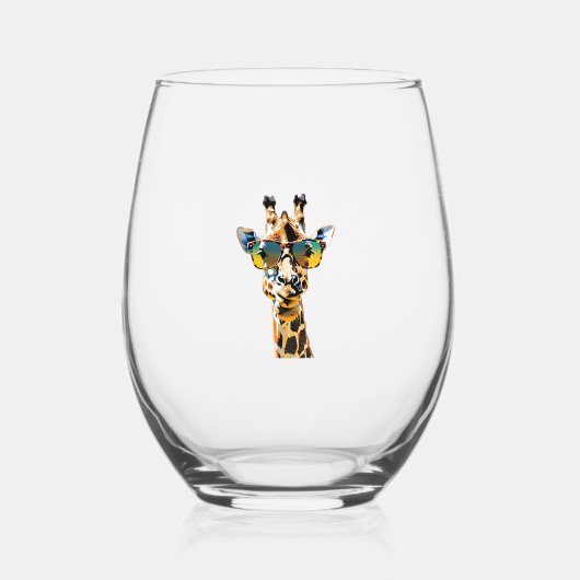 Brillengiraffe mit Sonnenbrille Weinglas Ohne Stiel (Vorderseite)