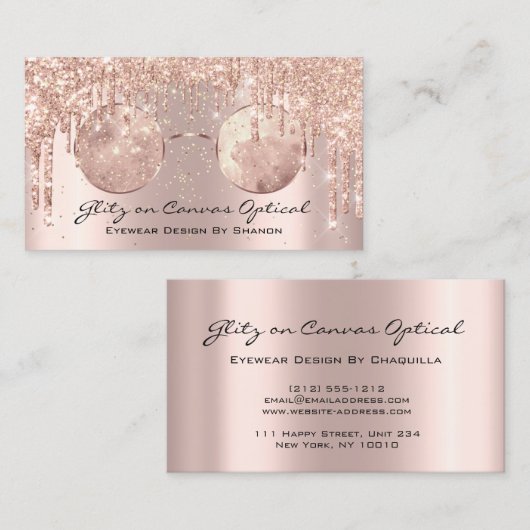Brillengläser für Augenbrauen Optikoptometriker Ro Visitenkarte (Vorne/Hinten)